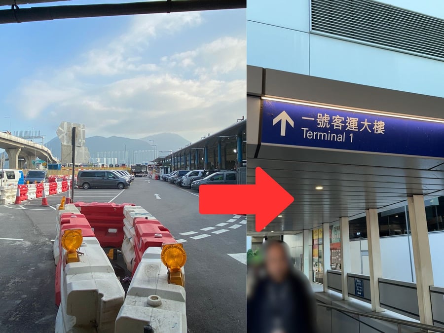 由機場停車場往1號客運大樓方向