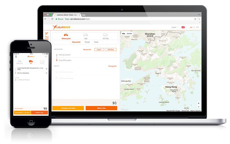 Lalamove Bangkok available on both desktop and mobile