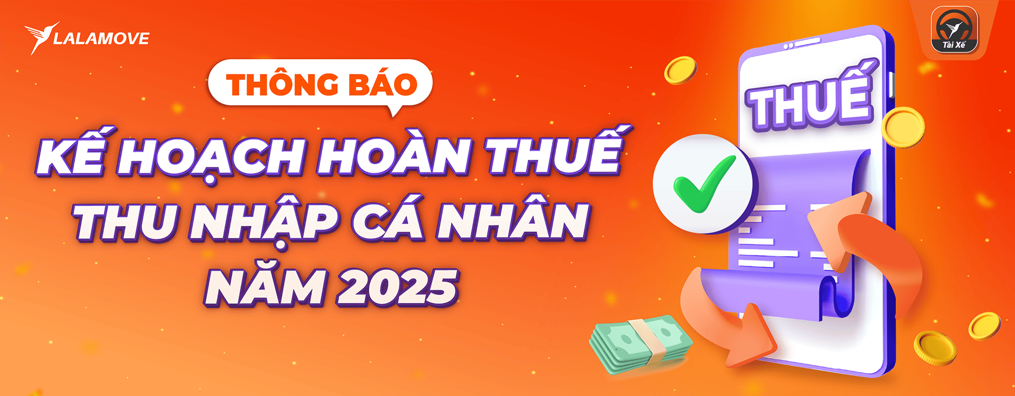 Kế hoạch hoàn thuế thu nhập cá nhân năm 2025 dành cho Đối tác Tài xế L Kế hoạch hoàn thuế thu nhập cá nhân năm 2025 dành cho Đối tác Tài xế L