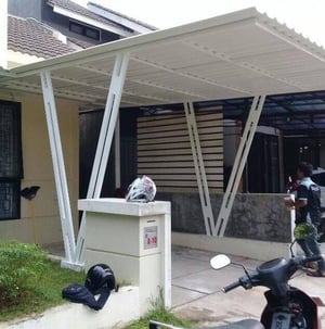 Desain Kanopi Alderon Flat Hollow Putih Tiang V