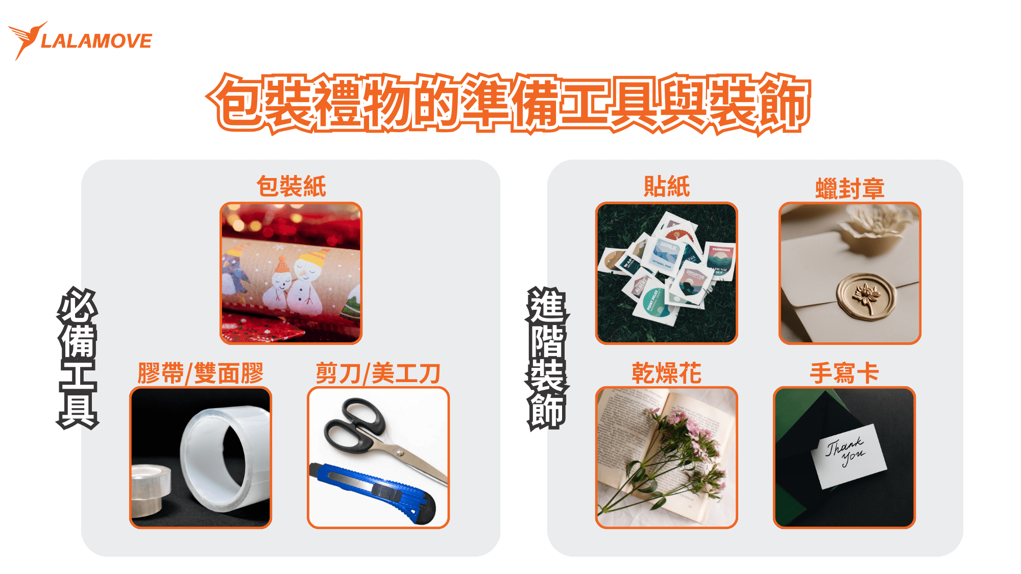 包裝禮物的準備工具與裝飾