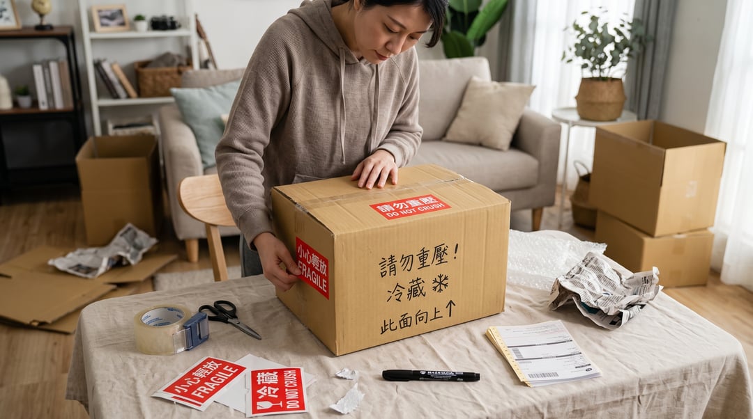 貼上禮盒的提醒標示