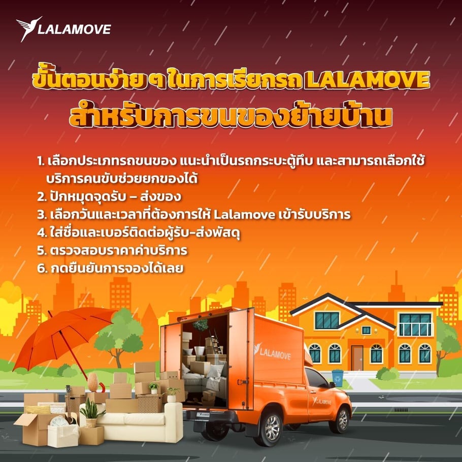 How to use Lalamove service for moving a place in the rainy season