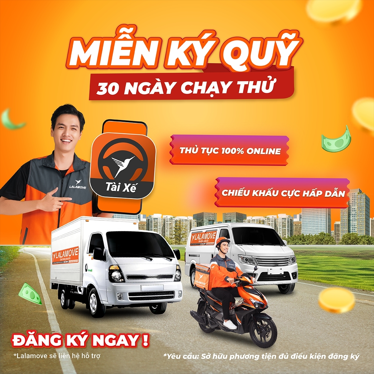 Đăng ký Lalamove miễn ký quỹ 30 ngày