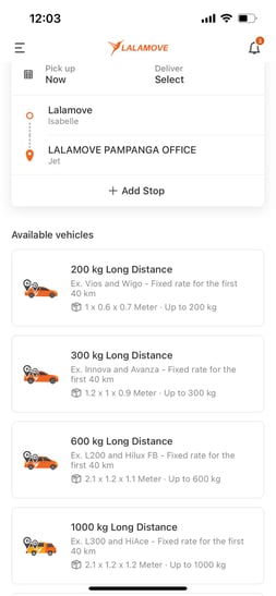 Lalamove-app-choose-sedan-long-distance-delivery