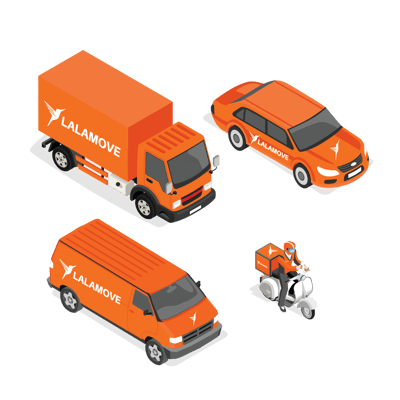 Choose from Lalamove lorries, vans, cars or motorcycles