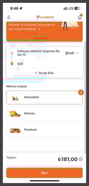 lalamove araç seçme