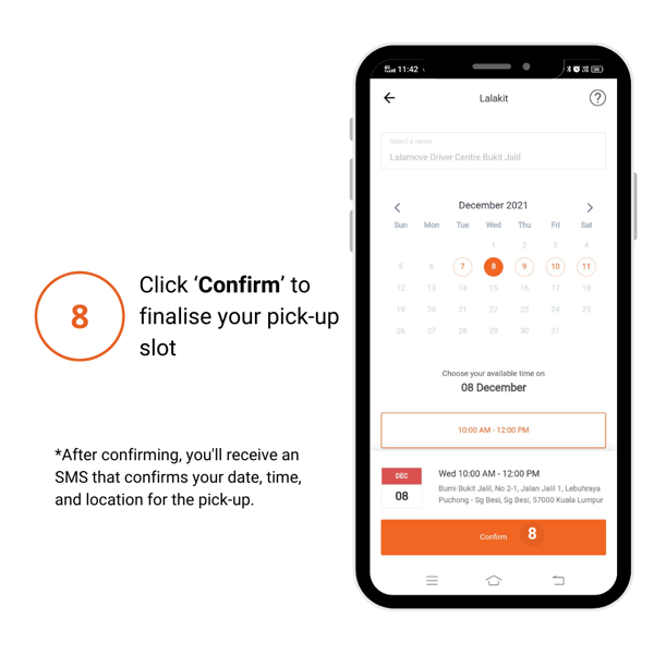 confirm your date and time to pick up lalabag