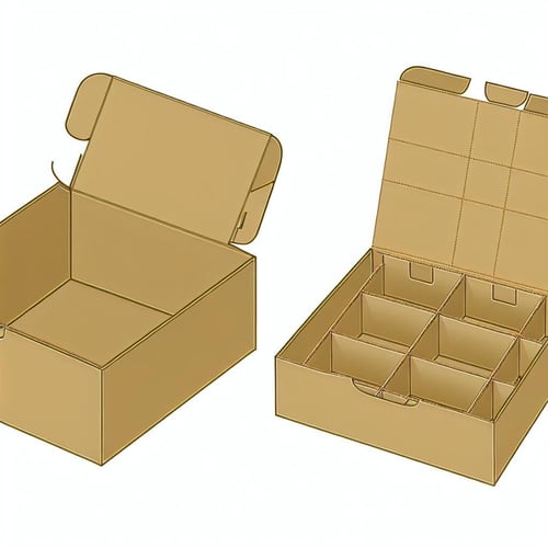 A carton box showing internal dividers inside
