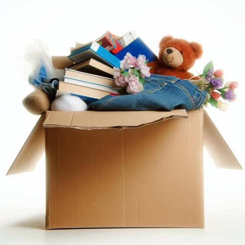 An overfilled carton box