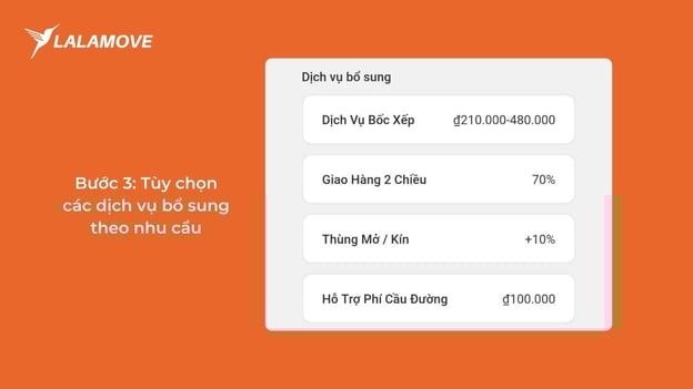 Khách hàng cũng có thể chọn thêm dịch vụ bổ sung nếu cần