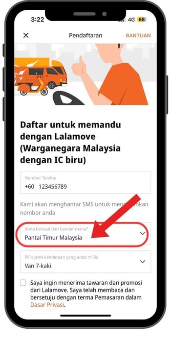 Cara Nak Daftar Rakan Pemandu Lalamove Di Pantai Timur-1