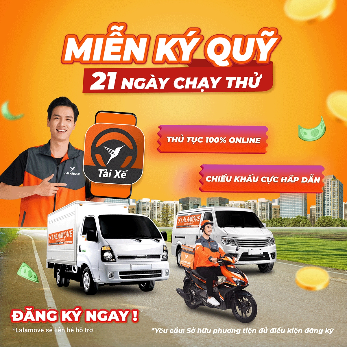 Lalamove miễn ký quỹ 21 ngày chạy thử