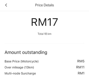 Delivery fee breakdown