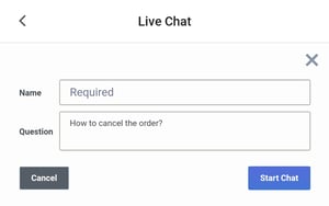 Form before live chat with Lalamove customer service