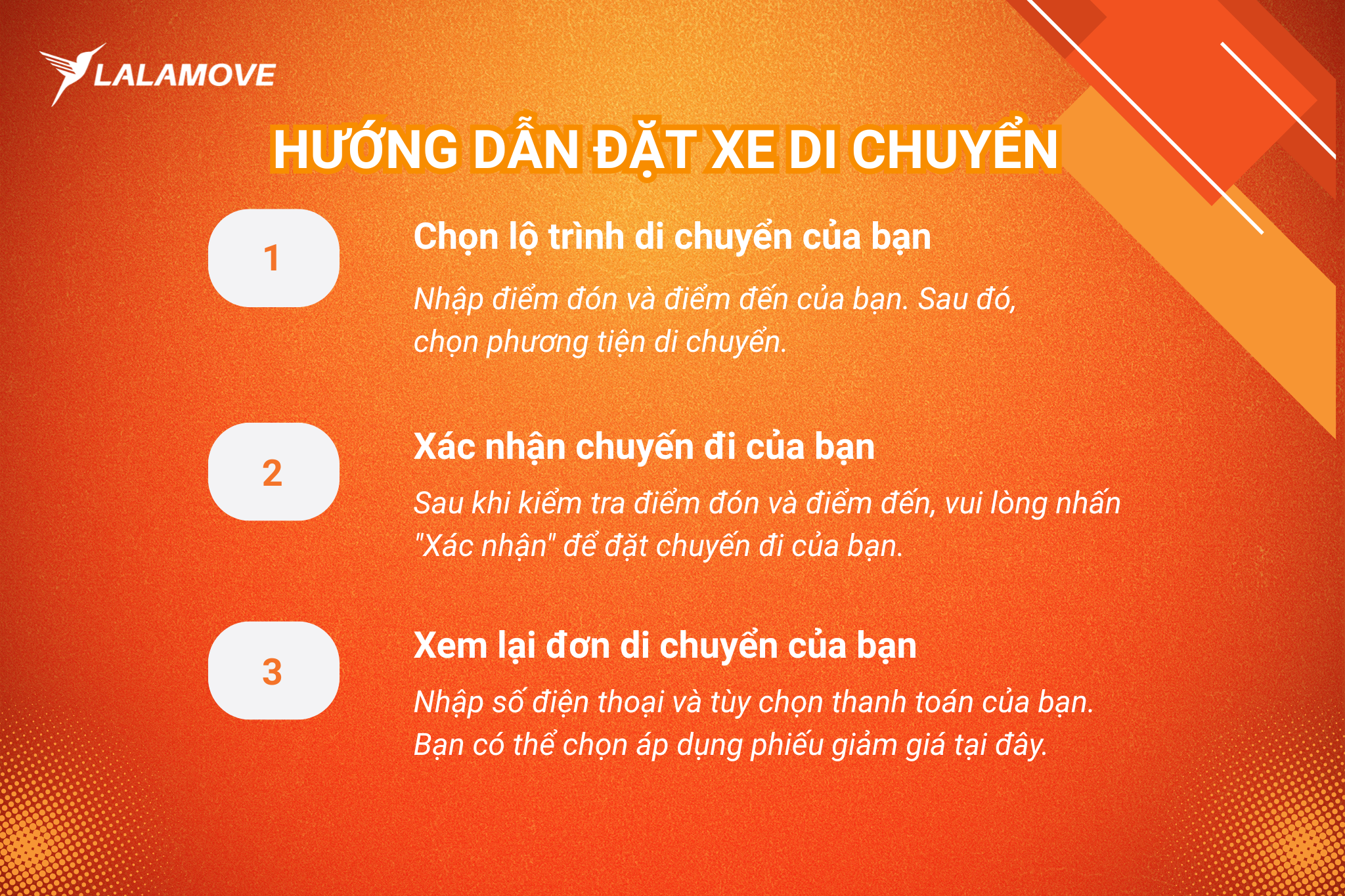 Hướng dẫn đặt xe di chuyển