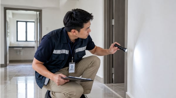 Home Inspector Examining Wall