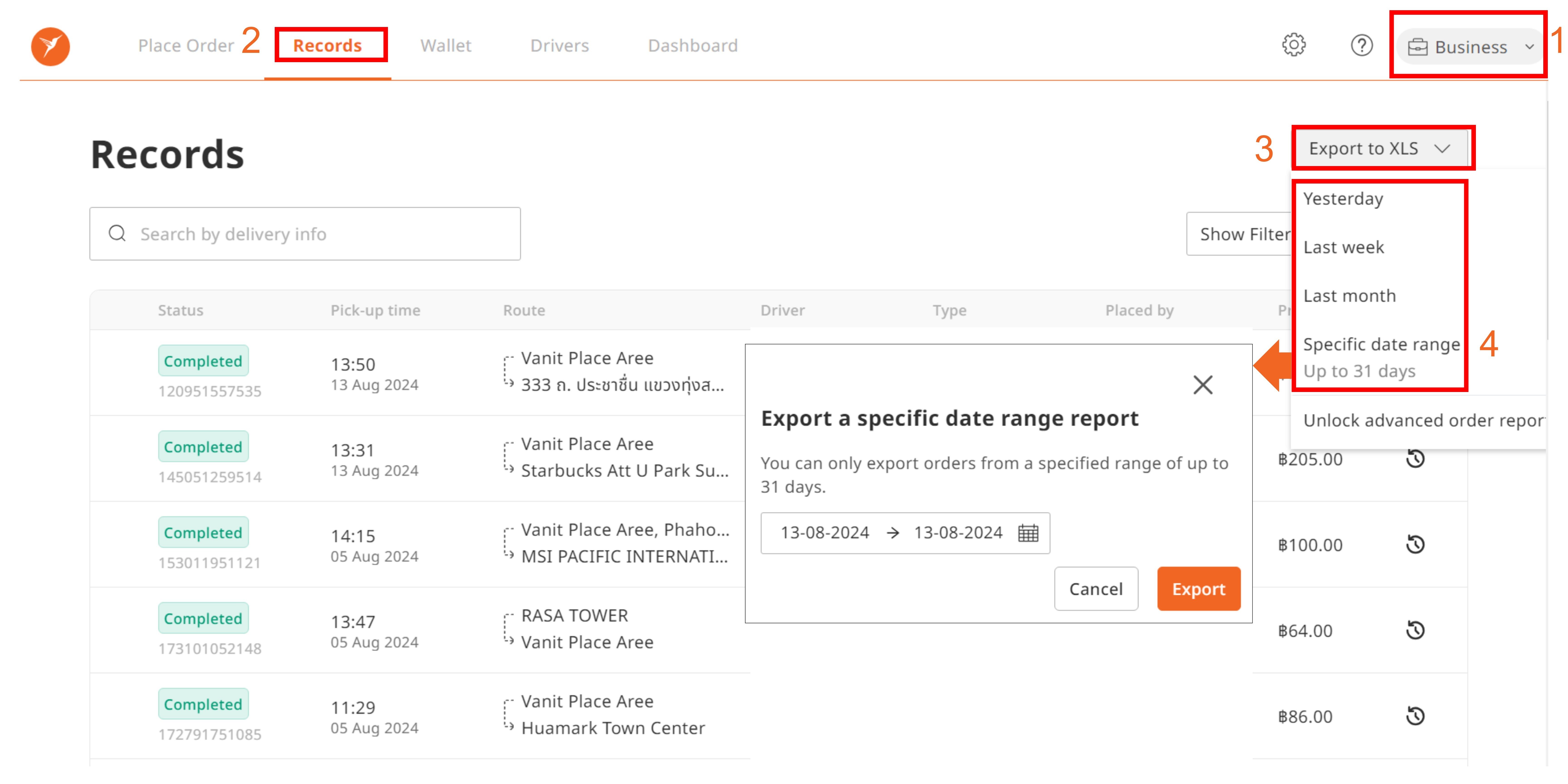 How to download a Corporate Statement - order report
