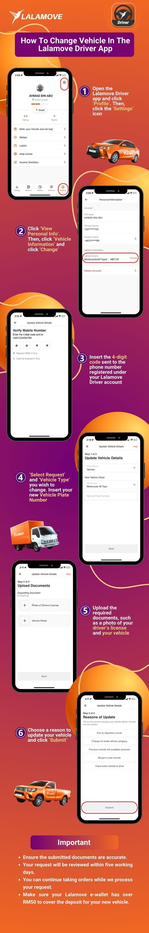 Infographic - How To Change Vehicle In The Lalamove Driver App-1