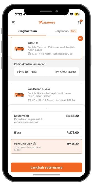 Jenis Penghantaran Lalamove - Pengumpulan