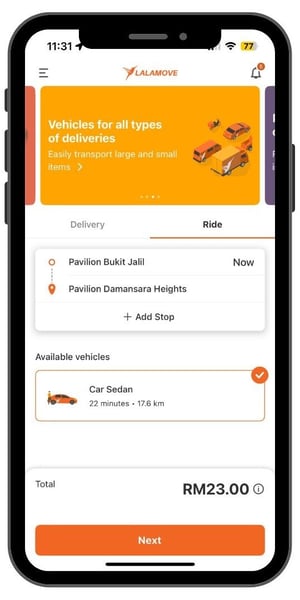 Lalamove Ride - User