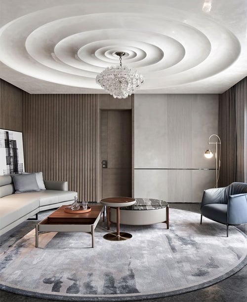 Plafon Mewah dengan Chandelier