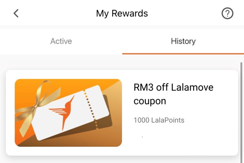 RM3 off Lalamove coupon - history