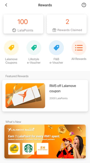 Rewards page Lalamove app
