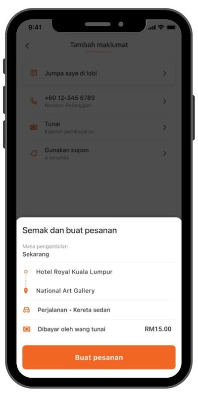 Ride Hailing - Cara nak order 5