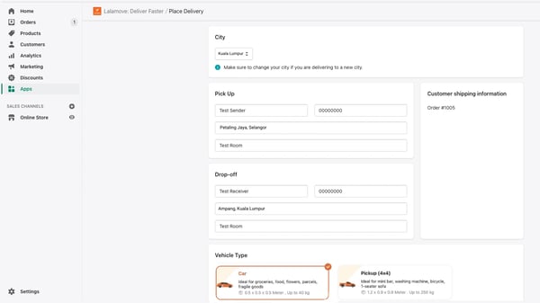 Step 5 to Lalamove It in Shopify