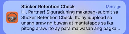 Sticker Retention App Notice