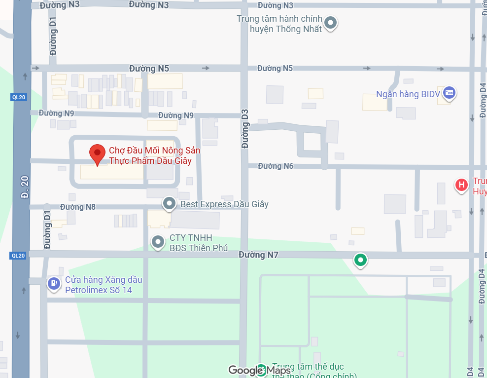 Vị trí chợ đầu mối Dầu Giây
