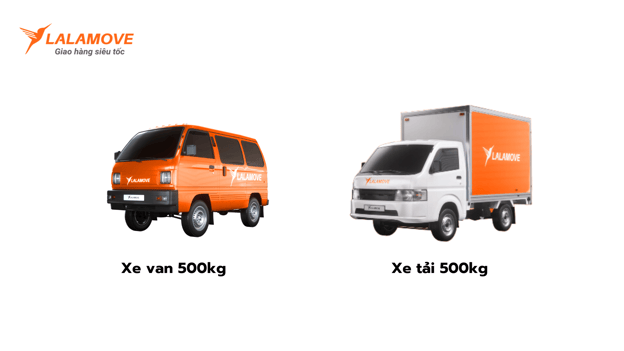 Có 2 lựa chọn cho tải trọng 500kg là xe van và xe tải
