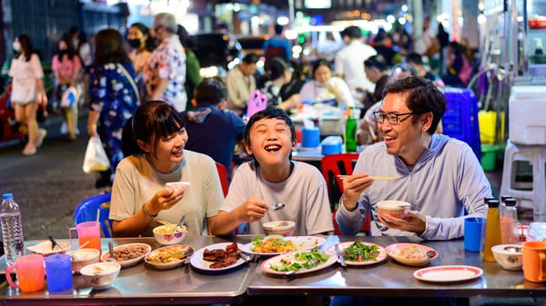 a family having dinner