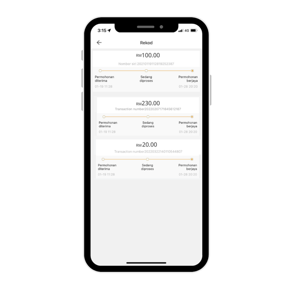 anda boleh lihat rekod transaksi cash out dalam app lalamove driver