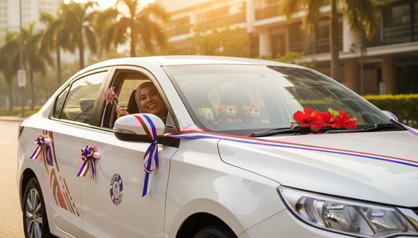 car decorations with patriotic theme