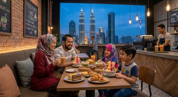 having dessert with family