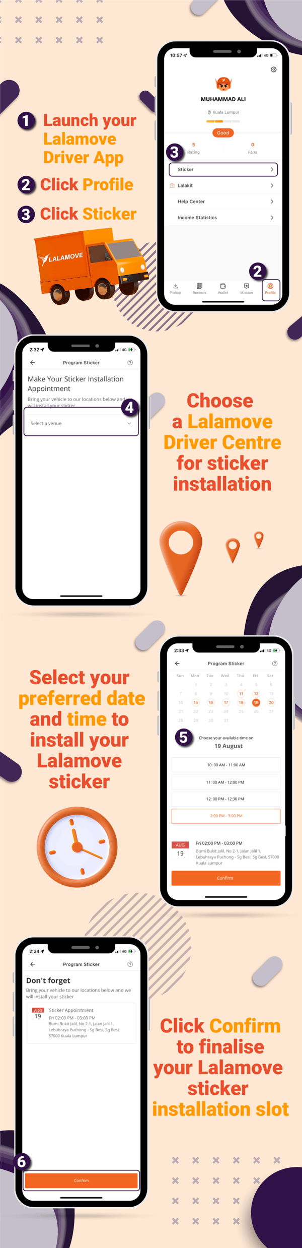 how to book your sticker installation slot in the lalamove driver app