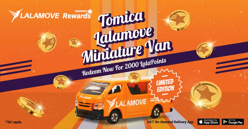 image showing lalamove tomica miniature van of a toyota hiace. just redeem 2000 lalapoints to get the van