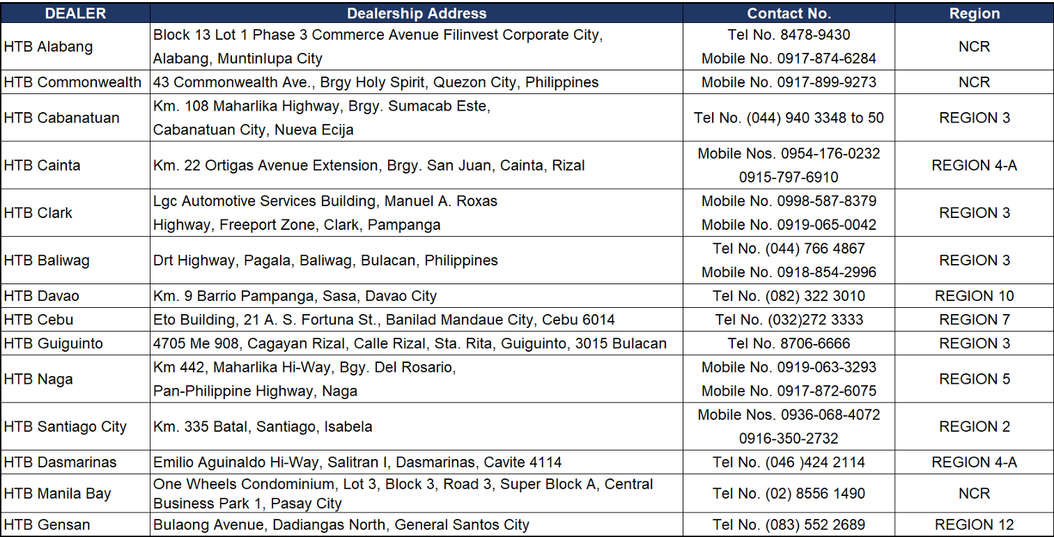 Hyundai Truck and Bus dealers nationwide