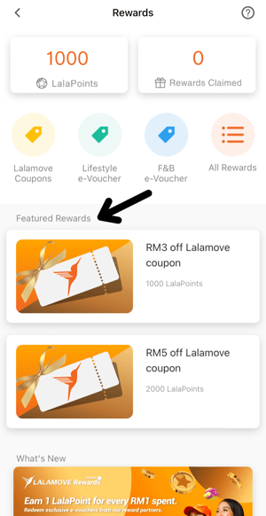 lalamove rewards - featured rewards