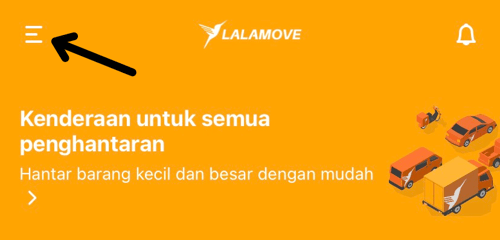 laman utama aplikasi lalamove