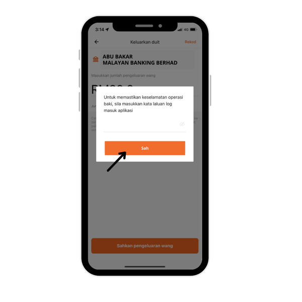 masukkan password akaun lalamove driver anda