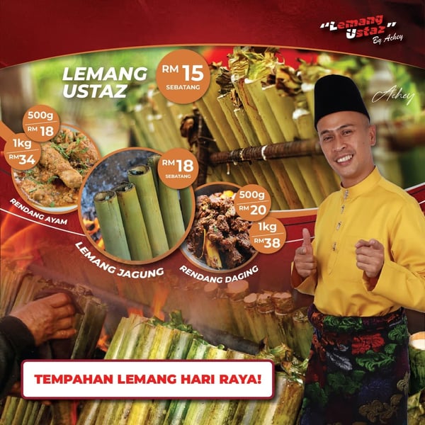 promosi lemang ustaz by achey sempena hari raya boleh dihantar dengan lalamove