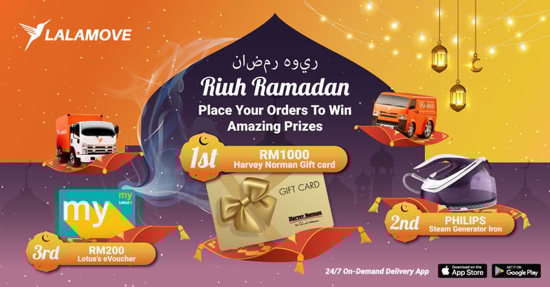 riuh ramadan landing page banner including prizes such as harvey norman voucher, philips steam iron generator and lotuss voucher-1