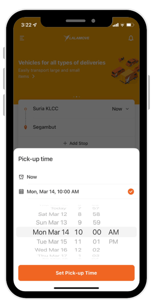 schedule your delivery in the lalamove app