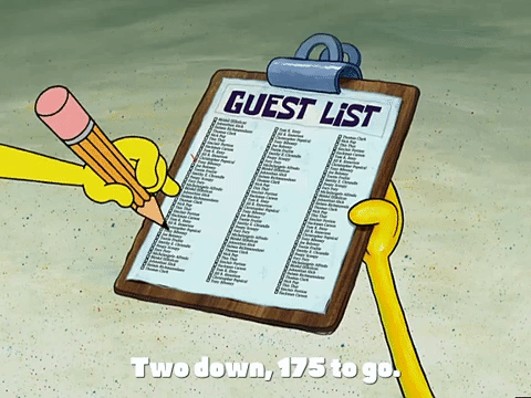 spongebob making guest list for party