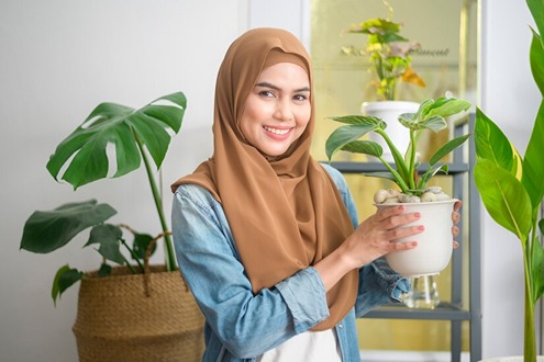 tanaman tumbuhan bunga flower plant woman muslim hijab islam