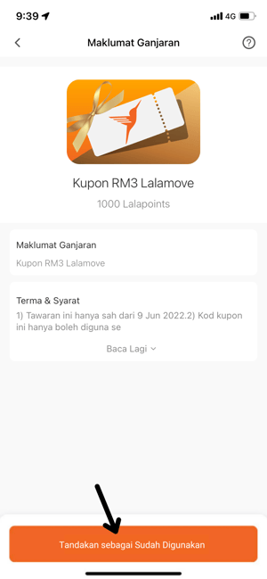 tandakan sebagai sudah digunakan