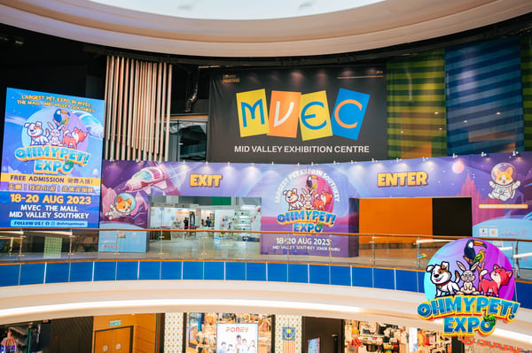 the entrance and exit of oh my pet! expo at mid valley south key johor bahru on 18th august to 20th august 2023